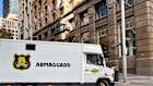 An Armaguard truck, delivering cash in Martin Place in Sydney.