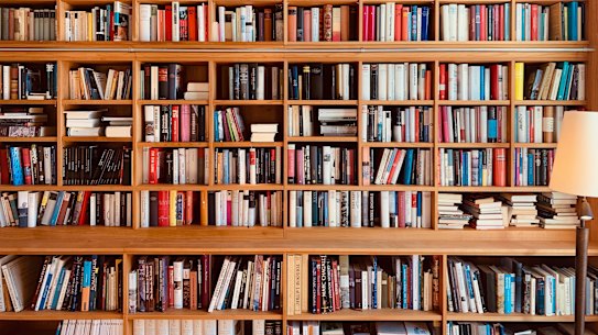 The hodge-podge bookshelf.