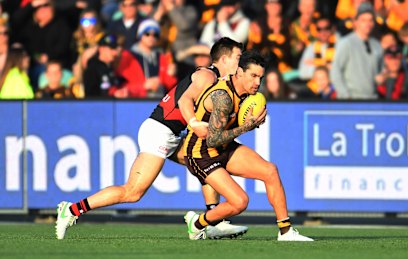 The Hawks take on Essendon at University of Tasmania Stadium in Launceston.