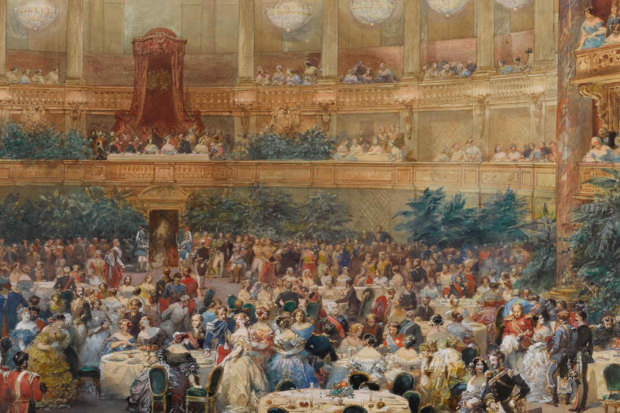 A banquet at Versailles in the presence of Napoleon, 1854.