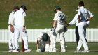 Will Pucovski after he was hit at Drummoyne Oval in December 2020.