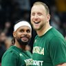 Australian basketball greats Patty Mills and Joe Ingles.