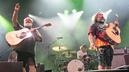 Kyle Gass, left, and Jack Black perform at the Louder Than Life Music Festival in Kentucky, 2022.