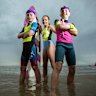 Mentone Surf Lifesaving Club Nippers Harley, 9, Asher, 12, and Gabriel, 10.