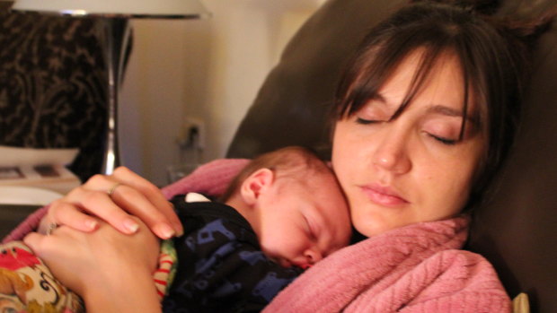 Ariane Beeston with her son Henry shortly after he was born. 