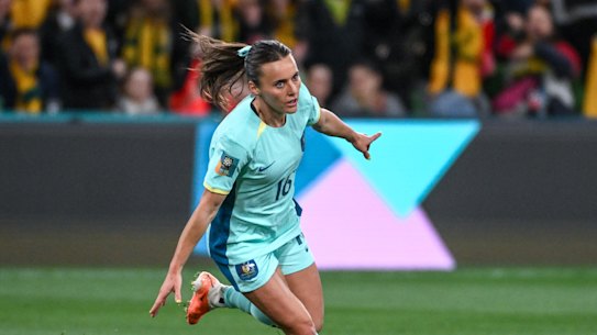 Two-goal hero Hayley Raso.