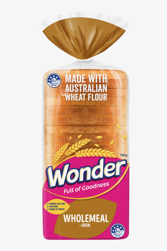 Wonder Wholemeal sandwich with iron.