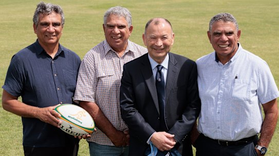 Gary Ella, Glen Ella, Eddie Jones and Mark Ella were re-united at Matraville High.