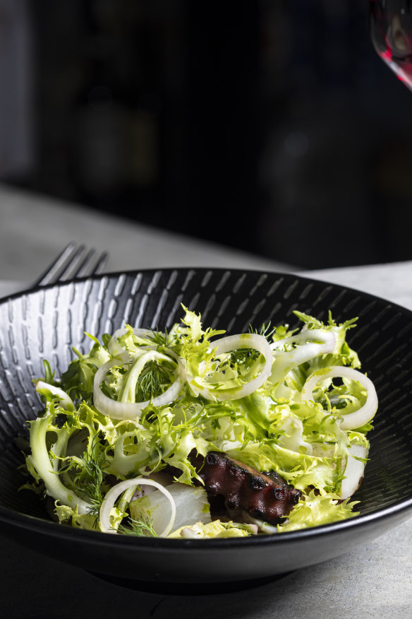 Octopus with turnips and gochujang mayonnaise.