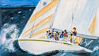 Australia II, painted by businessman Alan Bond while incarcerated, fetched $2196 (including 22 per cent buyer’s premium) at Gibson’s Australian, Maritime and Exploration auction in Melbourne on Monday.