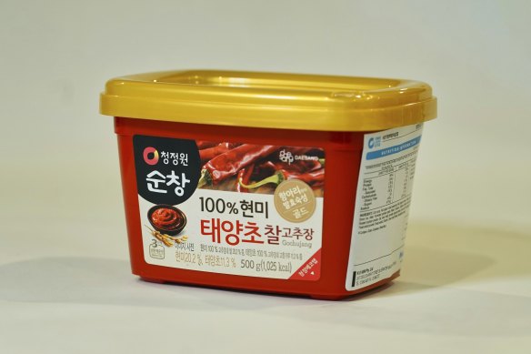 Daesang Gochujang, a rich, red paste made with fermented soybeans and chillies.