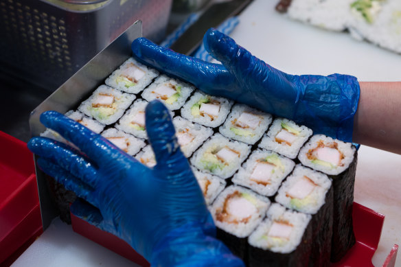 Katsu chicken and avocado rolls. 