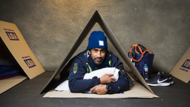 Soliola slept on the streets for the CEO sleepout this year to raise money for the homeless.