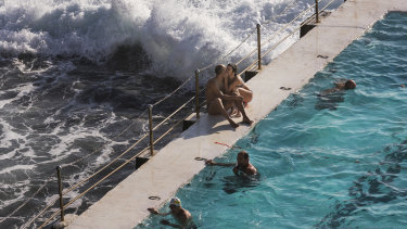 Swimmers cool off at Bondi Icebergs on Friday. 