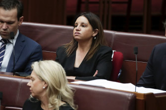 Senator Jacqui Lambie during debate on the medevac laws in the Senate in December 2019.