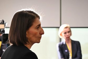 Premier Gladys Berejiklian speaks at a press conference on Friday.
