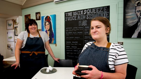 The Big Green Cup Cafe owner Sarah Schiliro with employee Edwina Marchant.