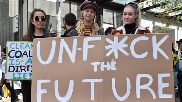 University students joined the cimate change march. 