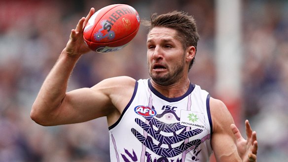 Stepping away: Fremantle forward Jesse Hogan.