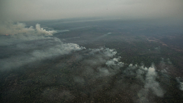 Fires burn in the Pantanal wetlands region in Mato Grosso state on Saturday.