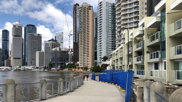 Repairs are needed for concrete planter boxes along a stretch of Brisbane riverwalk near Howard Smith Wharves.