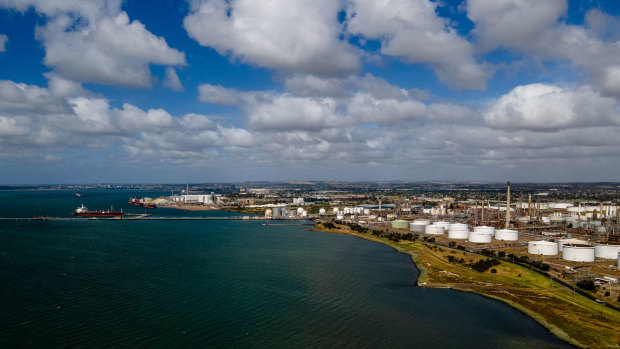 The Viva Energy refinery on Corio Bay.
