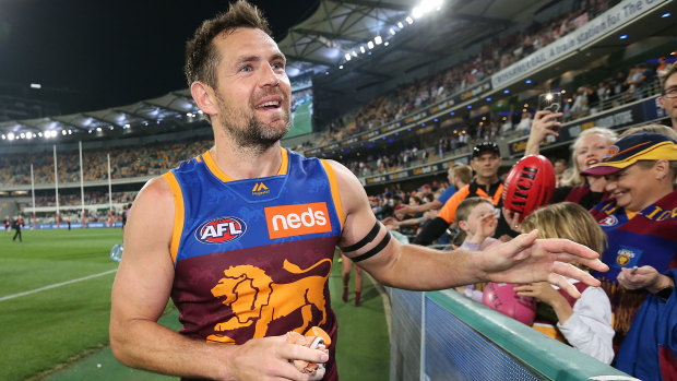 Over and out: Luke Hodge thanks fans at The Gabba after Brisbane's semi-final loss to GWS.