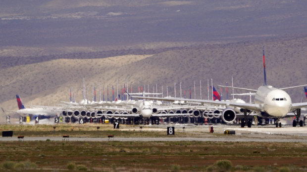Delta Airlines aircraft parked at Victorville, California.