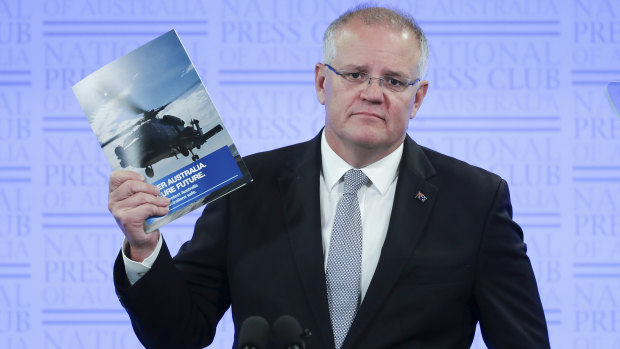 Prime Minister Scott Morrison addresses the National Press Club of Australia in Canberra.