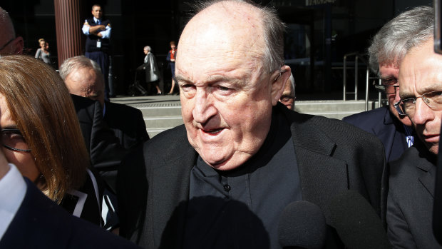 Former archbishop Philip Wilson outside Newcastle court in August. 