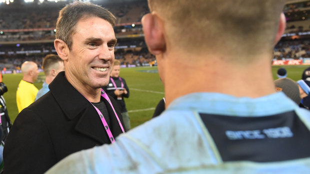 Relief: Brad Fittler was a wreck after his first game as NSW coach.