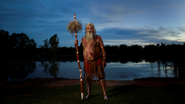 Ngarrindjeri elder Major "Moogy" Sumner at the junction of the Darling and Murray Rivers when he traveled the length of the system in 2010.