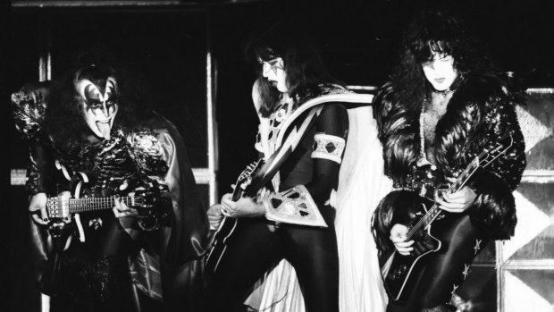 Kiss on stage in Melbourne in 1980 at VFL Park in Waverley.