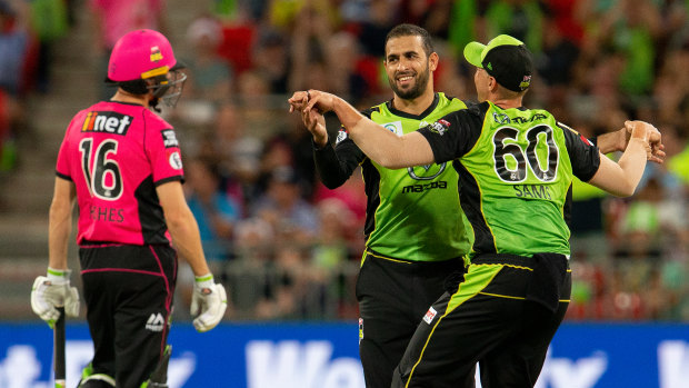 Fawad march: Fawad Ahmed led the charge against cross-town rivals Sydney Sixers.