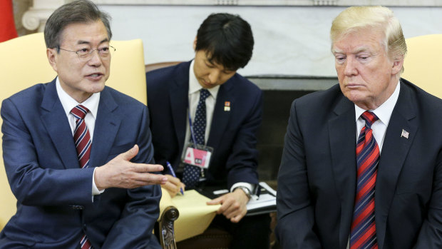 Donald Trump met with South Korean President Moon Jae-in on Wednesday to talk about the upcoming North Korea summit.