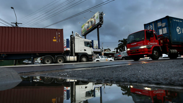 A container terminal at Newcastle could help reduce the number of trucks on Sydney's roads. 