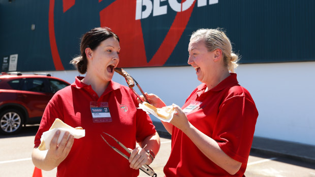 Bunnings staff will celebrate the return of the sausage sizzle in WA this weekend.