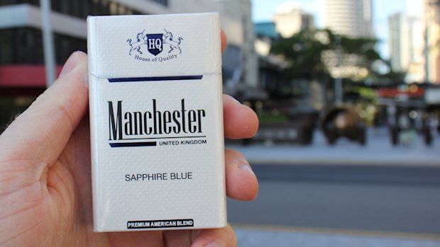 Illegal Manchester cigarettes bought in Brisbane.