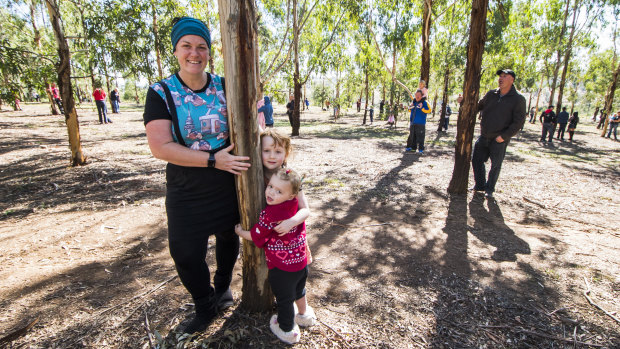 Kassy Lee with her daughters Maggie, 5, and Neeve, 2, of Bonython.