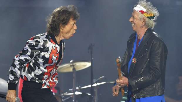 Mick Jagger, left, and Keith Richards, of The Rolling Stones, performing in London in May, 2018.