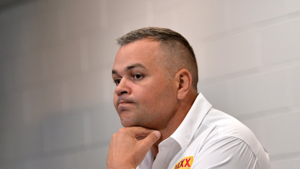 Broncos coach Anthony Seibold after Saturday night's shock loss to the Gold Coast Titans.