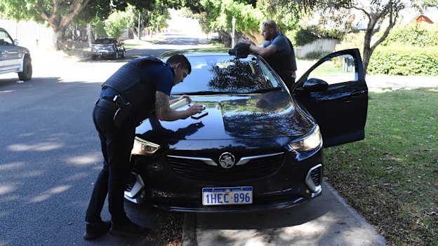The detectives look at intel and file paperwork for a recovered stolen motorbike in between chasing down ‘crooks’.