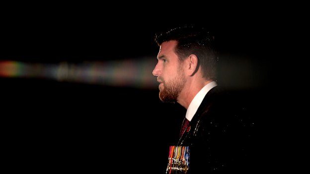 Roberts-Smith speaks on Anzac Day, 2017 in Melbourne.