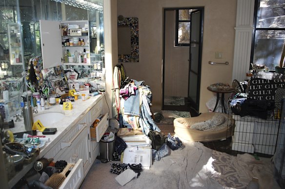 A view of the interior of the home during the investigation into the deaths of Gene Hackman and his wife Betsy Arakawa in Santa Fe, New Mexico. 