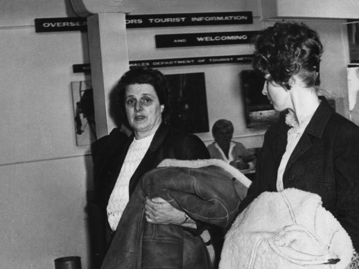“Australia was not what we expected it to be.” Mrs. Moss and daughter, Miss B. Moss, walk to their London-bound plane at Kingsford Smith airport. February 4, 1968. 