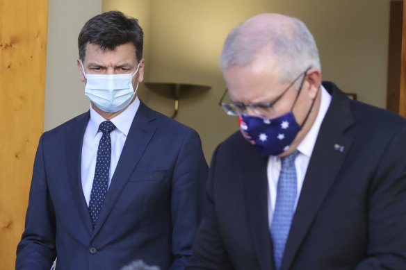 Minister for Energy and Emissions Reduction Angus Taylor and Prime Minister Scott Morrison