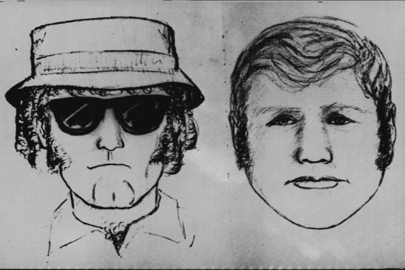 Identikit pictures of the two suspects in the kidnapping. 