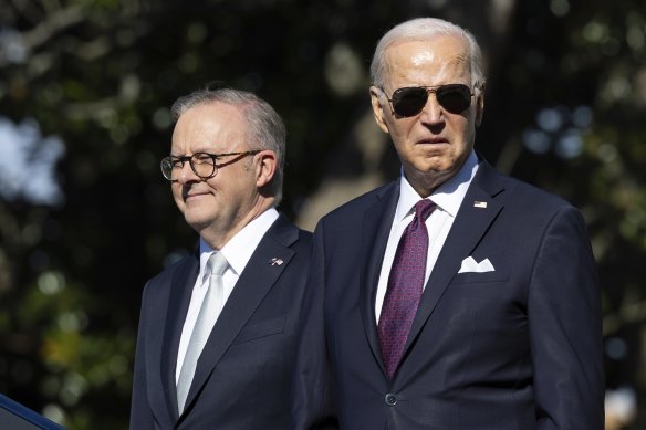 US President Joe Biden with Albanese during the visit. 