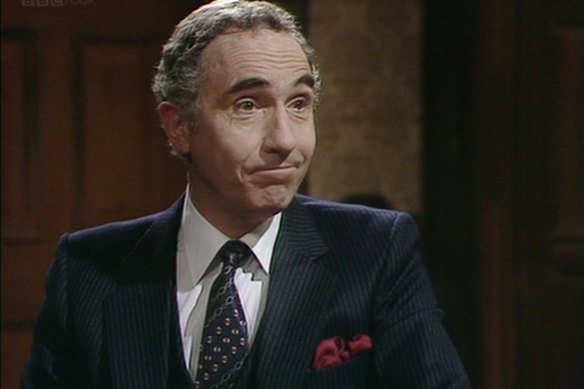 Nigel Hawthorne as Nigel Hawthorne as Sir Humphrey Appleby in Yes Minister.