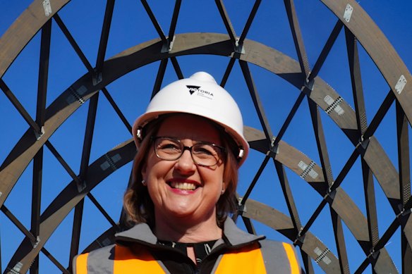In her happy place: Premier Jacinta Allan spruiks the West Gate Tunnel project before taking her winter break. 